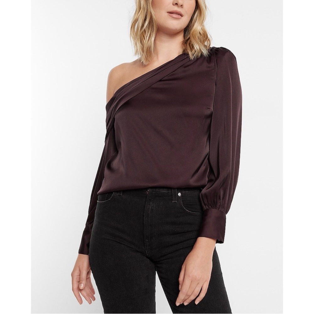 EXPRESS Satin Off the Shoulder Draped Top